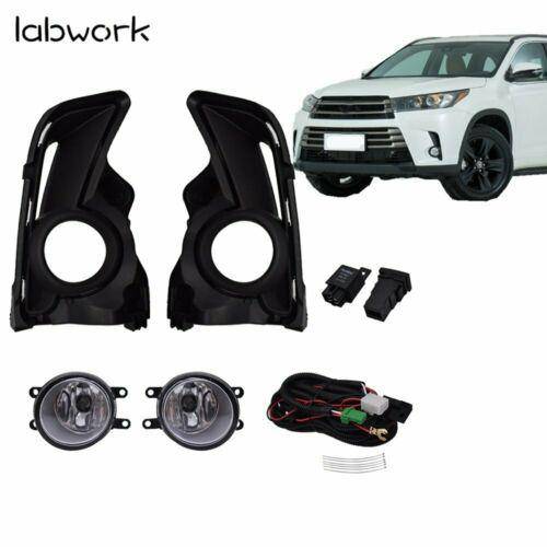 Clear Fog Light Front Bumper Lamps+Wiring+Switch For 17 18 19 Toyota Highlander