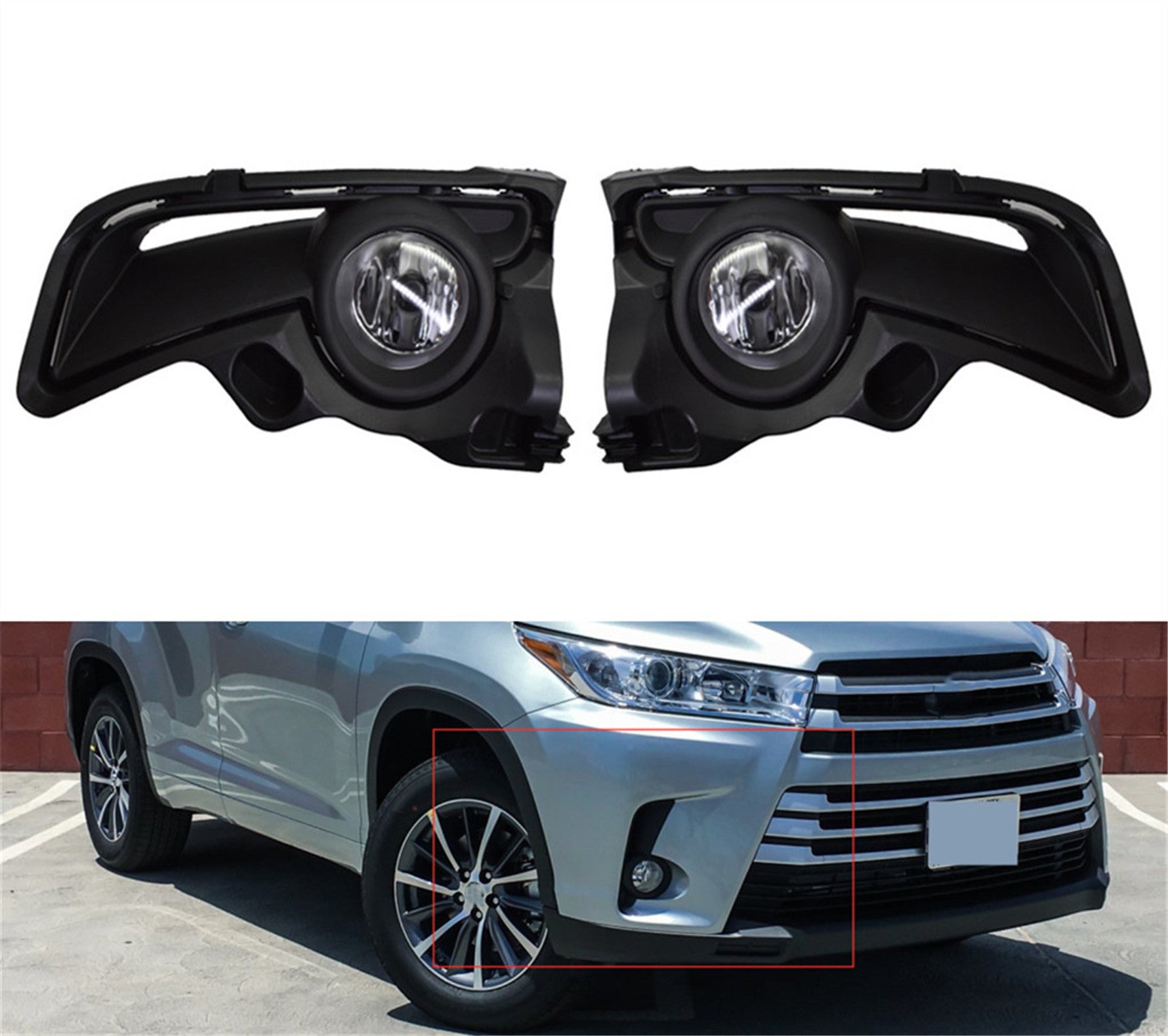 Clear Fog Light Front Bumper Lamps+Wiring+Switch For 17 18 19 Toyota Highlander