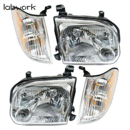 Clear Lens Headlights for 2005 2006 Toyota Tundra 2005-2007 Sequoia Pair Chrome