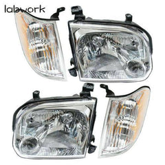 Clear Lens Headlights for 2005 2006 Toyota Tundra 2005-2007 Sequoia Pair Chrome