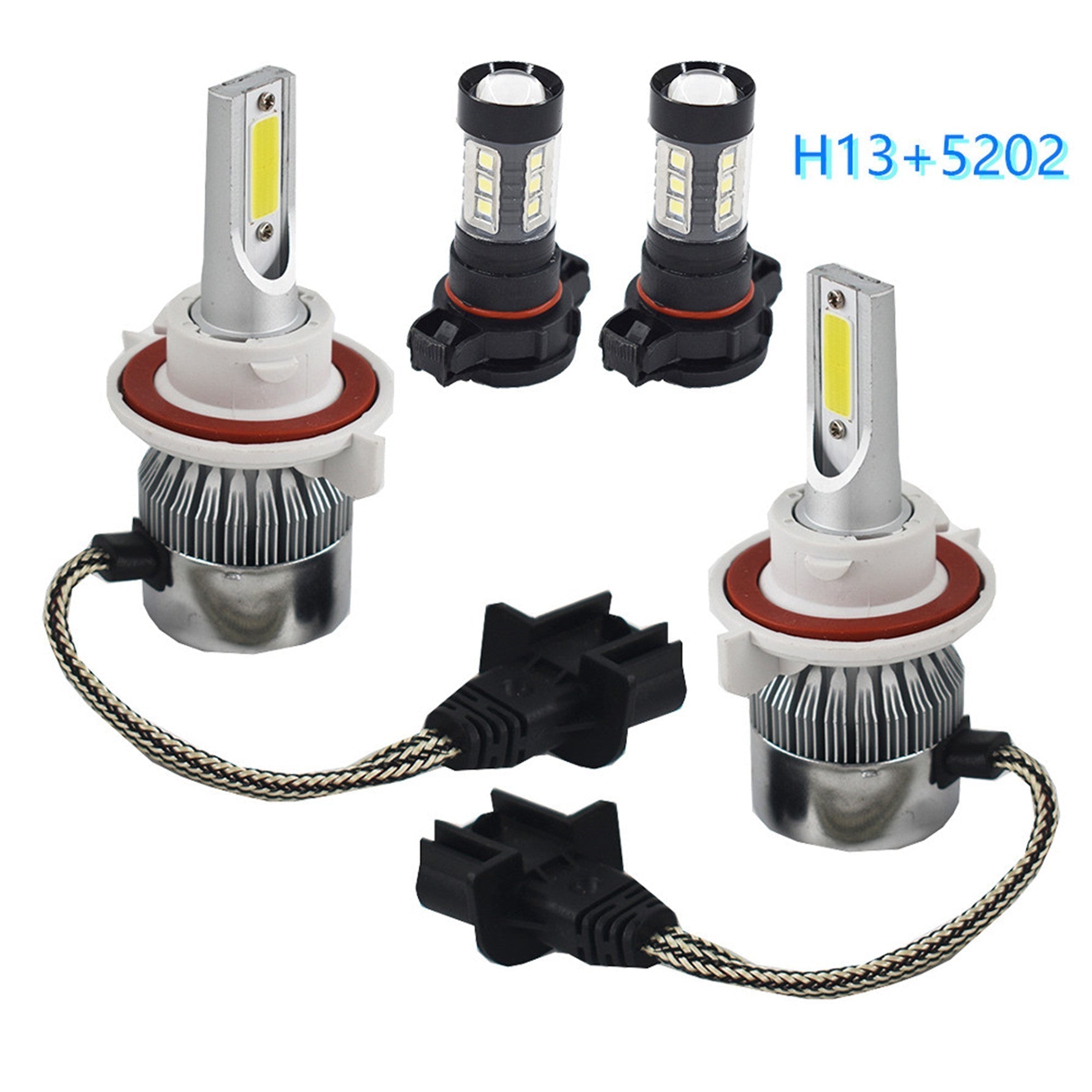 Combo Pack H13 9008 LED Headlight+5202 Fog Light Bulbs for 08-12 Ford Escape New
