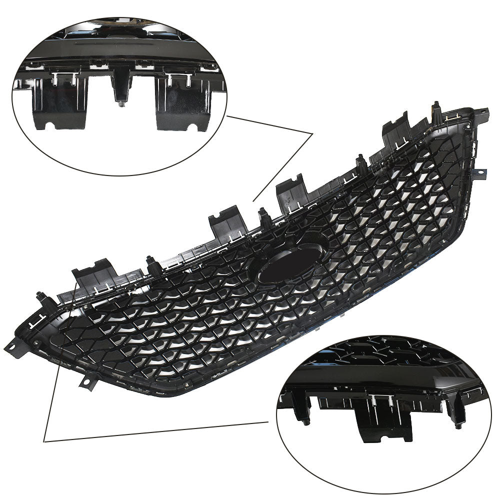 TOPPARTZ Front Upper Grille Mesh Black For 2015/2016/2017 Hyundai Sonata 1.6L/2.0L/2.4L
