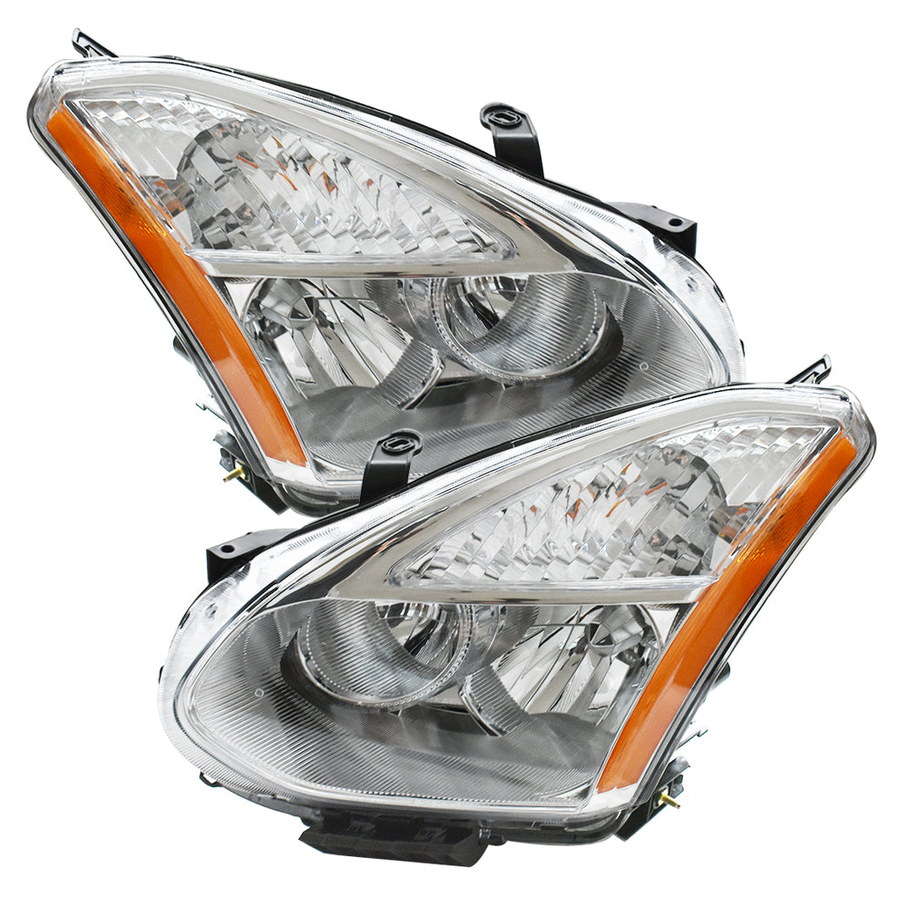 TOPPARTZ Chrome Headlights Assembly Clear Left+Right For 2008-2013 Nissan Rogue