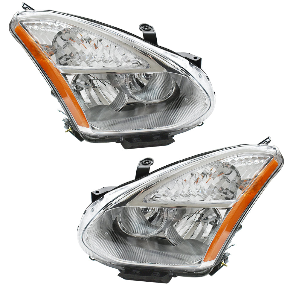 TOPPARTZ Chrome Headlights Assembly Clear Left+Right For 2008-2013 Nissan Rogue
