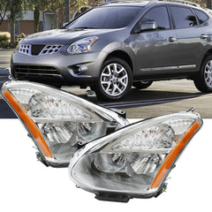 TOPPARTZ Chrome Headlights Assembly Clear Left+Right For 2008-2013 Nissan Rogue