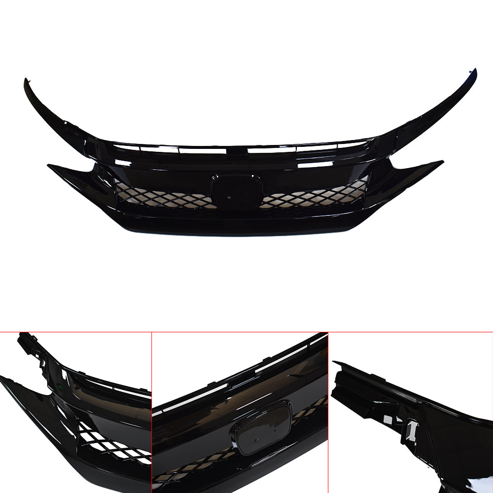 TOPPARTZ For 16-18 Honda Civic FK8 Type-R ABS Front Bumper Grille Hood Mesh Grill Guards