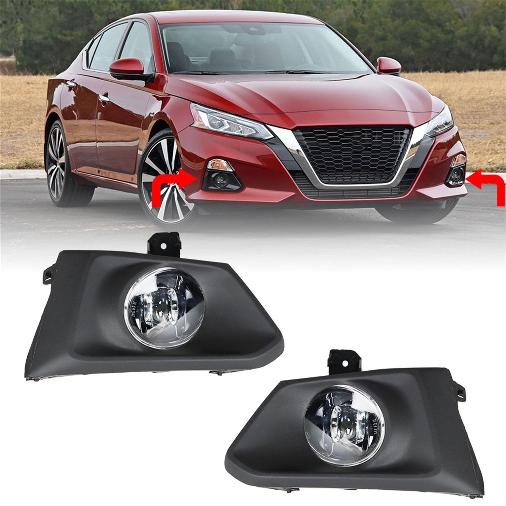 Driver+Passenger Side Fog Lights Assembly w/Switch For 2019-2020 Nissan Altima