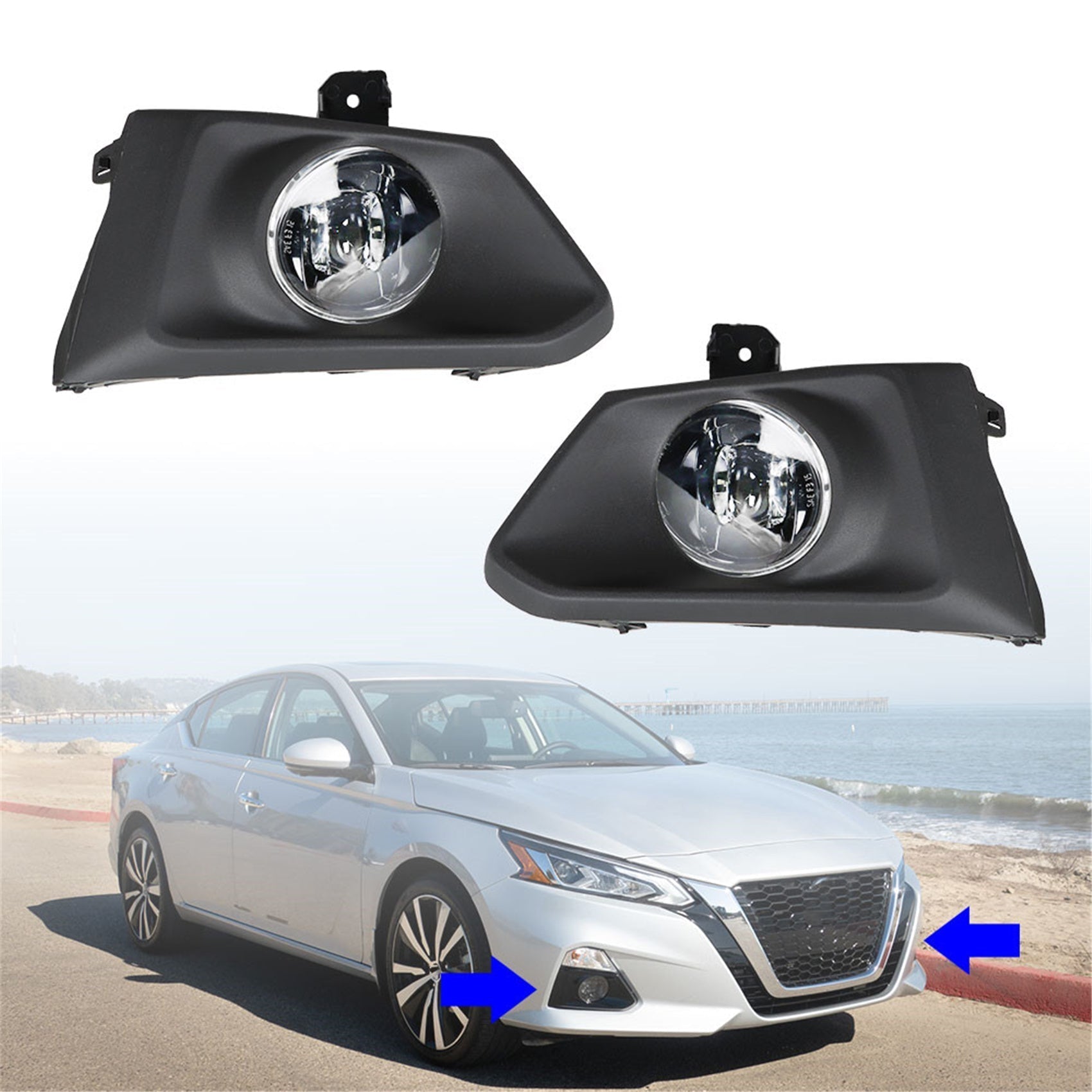 Driver+Passenger Side Fog Lights Assembly w/Switch For 2019-2020 Nissan Altima