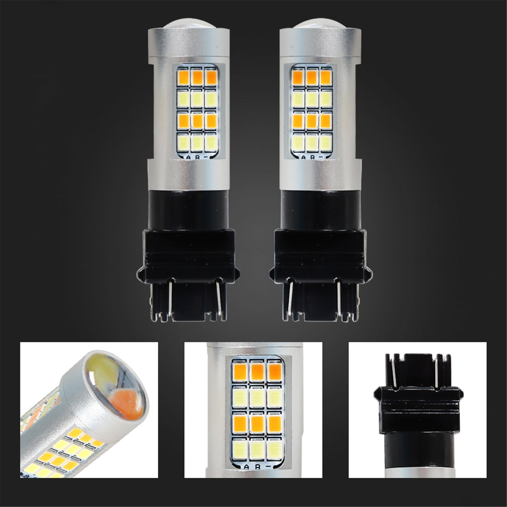 Dual Color White/Amber 3157 LED DRL Switchback Turn Signal Parking Light Bulbs