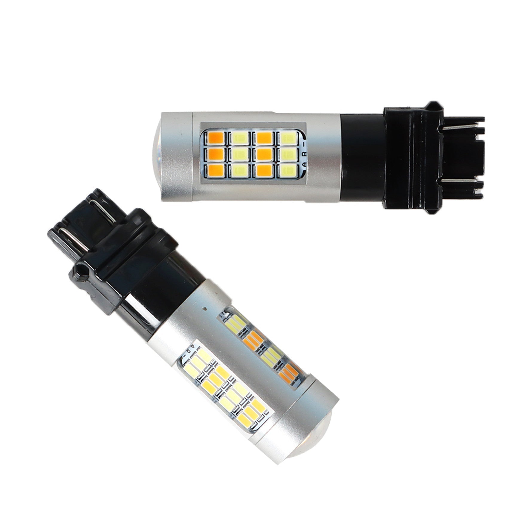 Dual Color White/Amber 3157 LED DRL Switchback Turn Signal Parking Light Bulbs