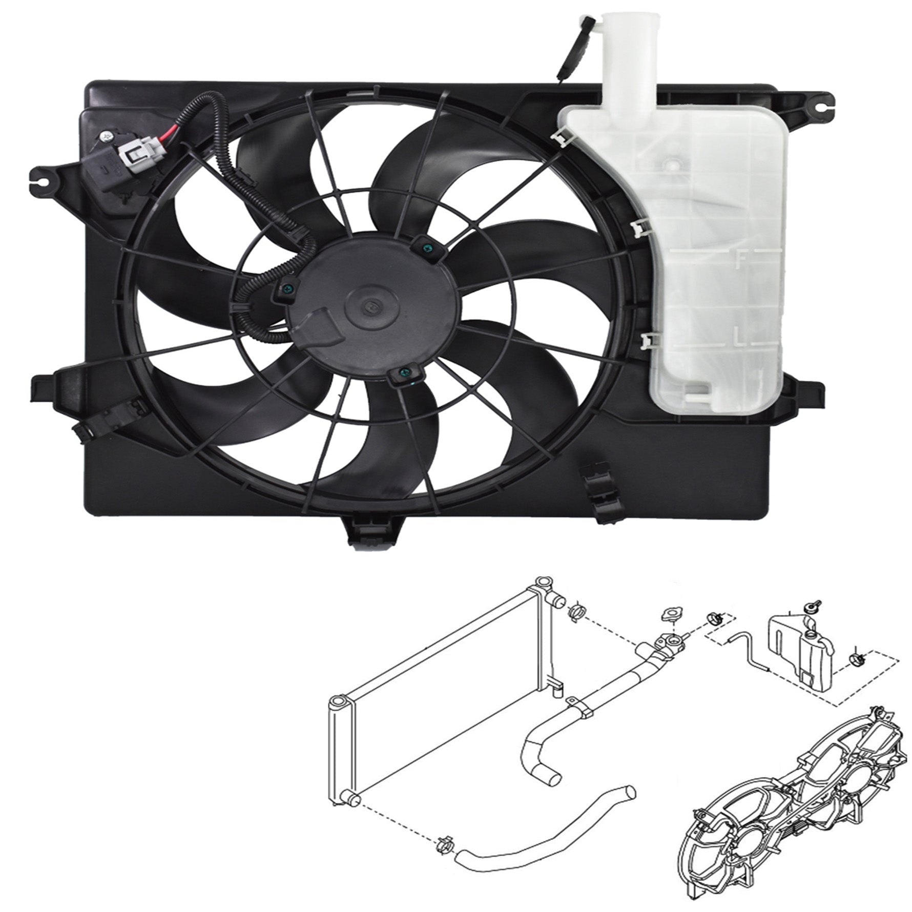 Engine Radiator Cooling Fan Assembly fits for 2011-2013 Hyundai Elantra