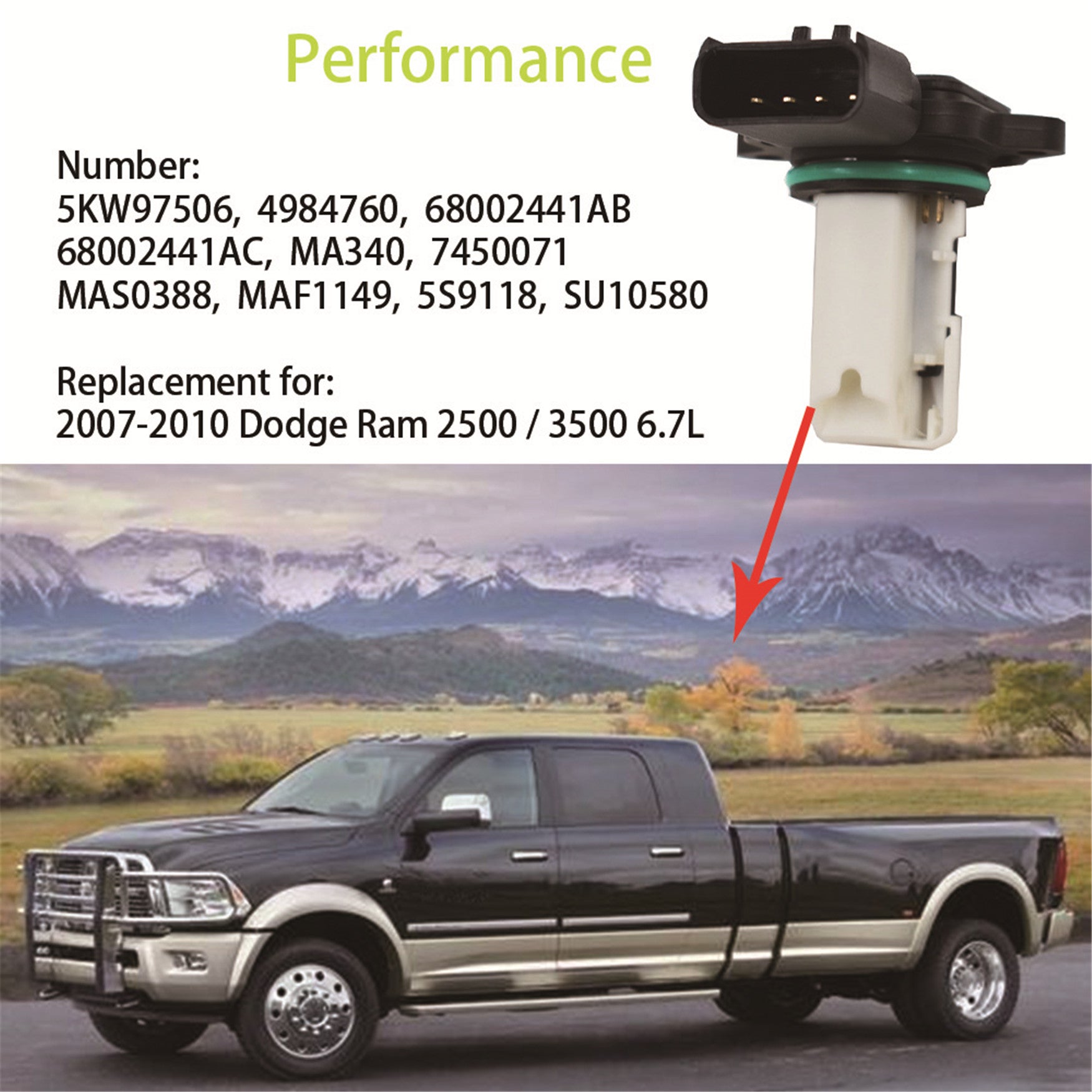 FOR DODGE RAM 2500 3500 4500 5500 6.7L DIESEL MASS AIR FLOW SENSOR