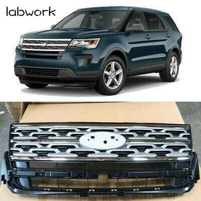 FOR Ford Explorer Limited XLT 2018 2019 Front Upper Grille Grill Silver & Black