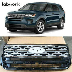 FOR Ford Explorer Limited XLT 2018 2019 Front Upper Grille Grill Silver & Black