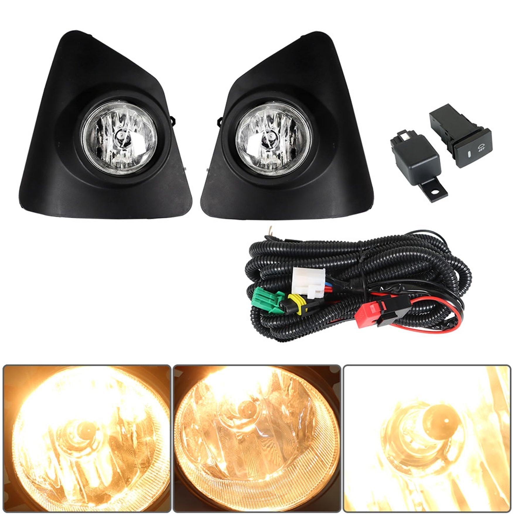 Fog Lights Lamps Front Bumper w/Bulbs Harness For 2014 2015 2016 Toyota Corolla