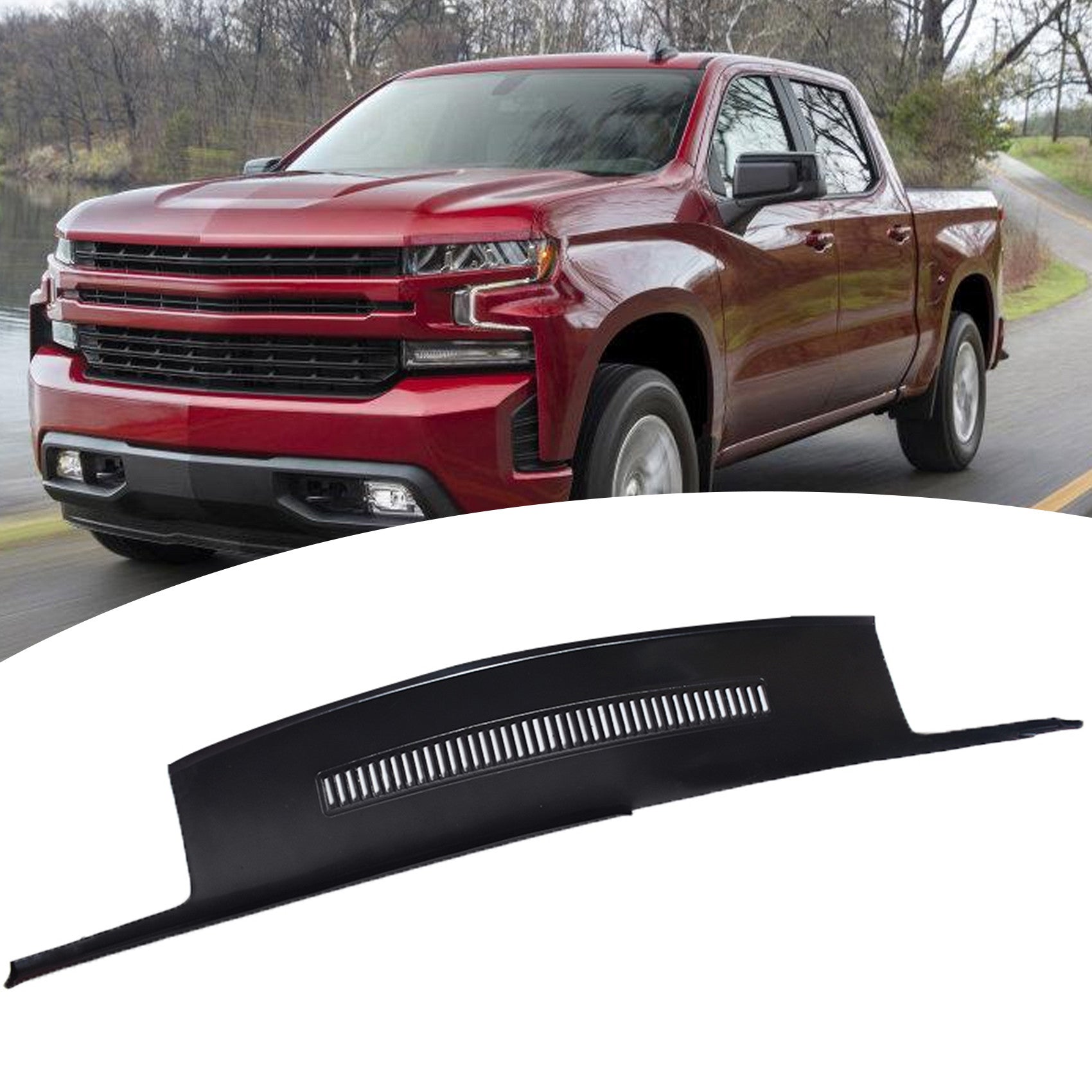 TOPPARTZ For 1988-1994 Chevy GMC C1500 K1500 Molded Dash Cap Cover Overlay w/Grille Black