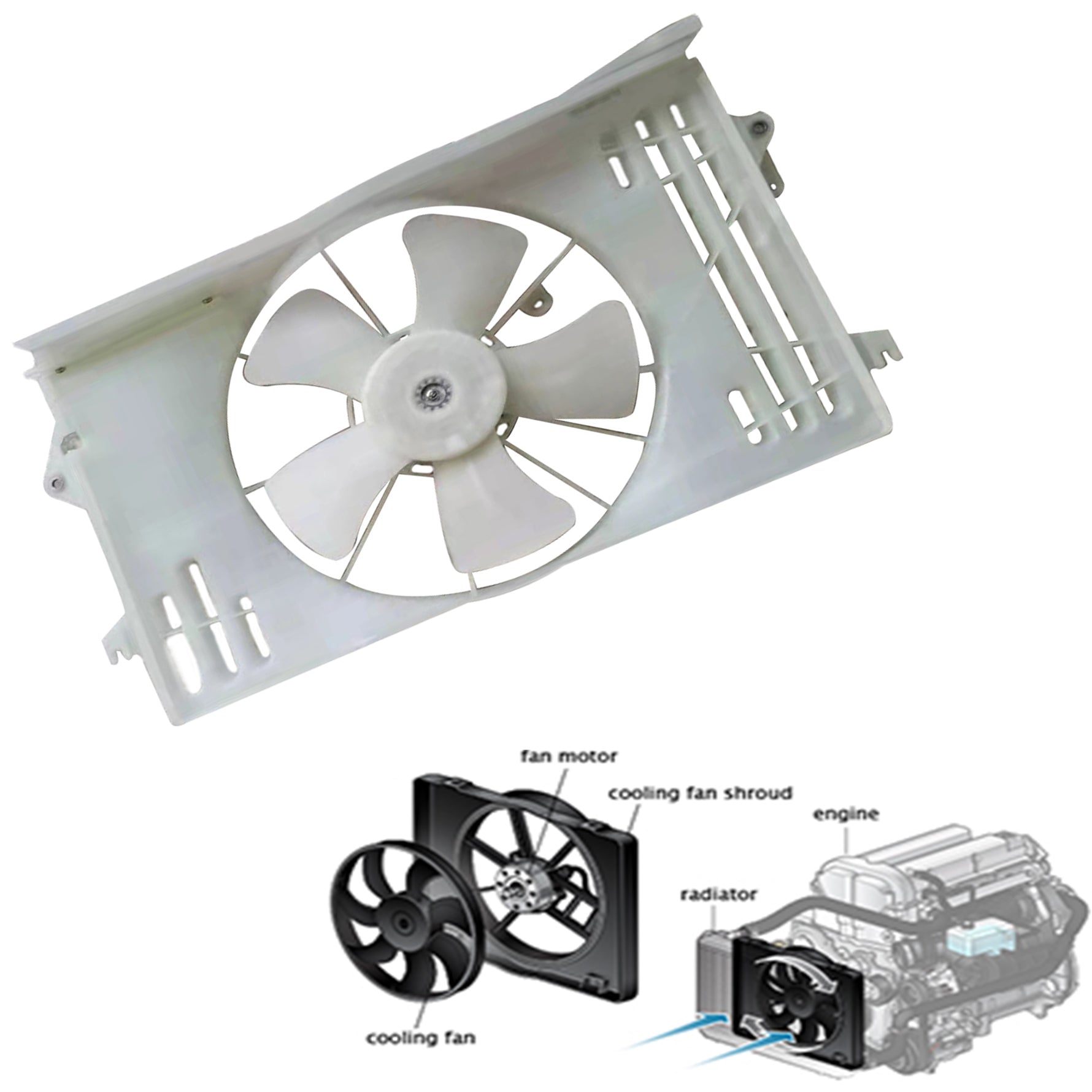 For 2003-08 Toyota Corolla Matrix 1.8L Radiator Cooling Fan & Motor Assembly