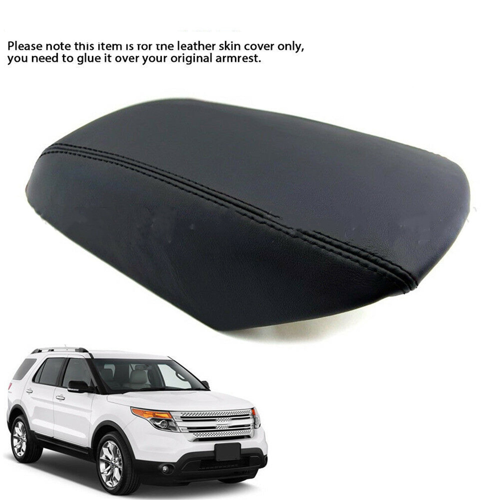 TOPPARTZ Leather Center Console Lid Armrest Cover Skin For 11-18 Ford Explorer