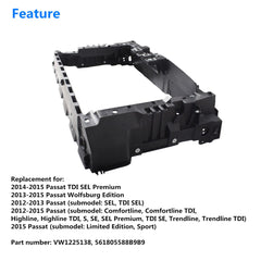 Radiator Support Assembly Black For 2012-2015 Volkswagen Passat