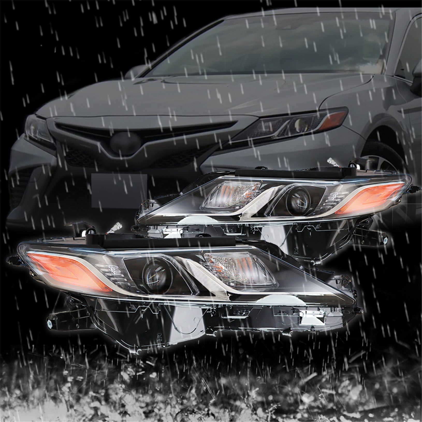 LED Headlights For 2018-2019 Toyota Camry LE SE Black Housing Passenger & Driver