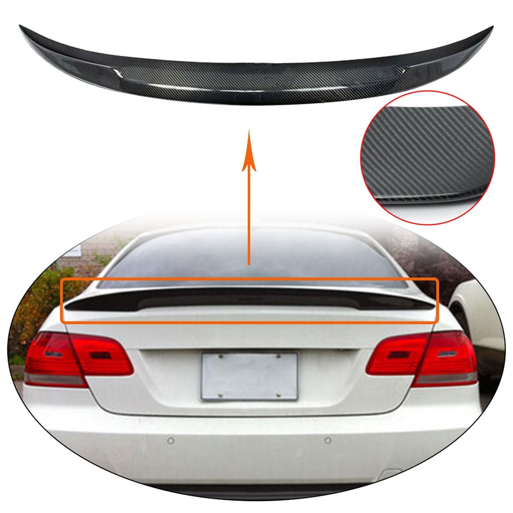 For Bmw 06-12 E93 M3 2dr Coupe Convertible Trunk Spoiler Wing Carbon Fiber