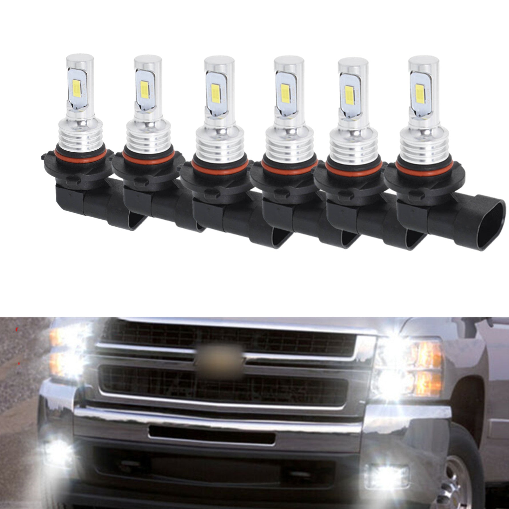 For Chevy Silverado 1500 2500 HD 2004-2006 LED Headlight Fog Light Bulbs 3 Pair