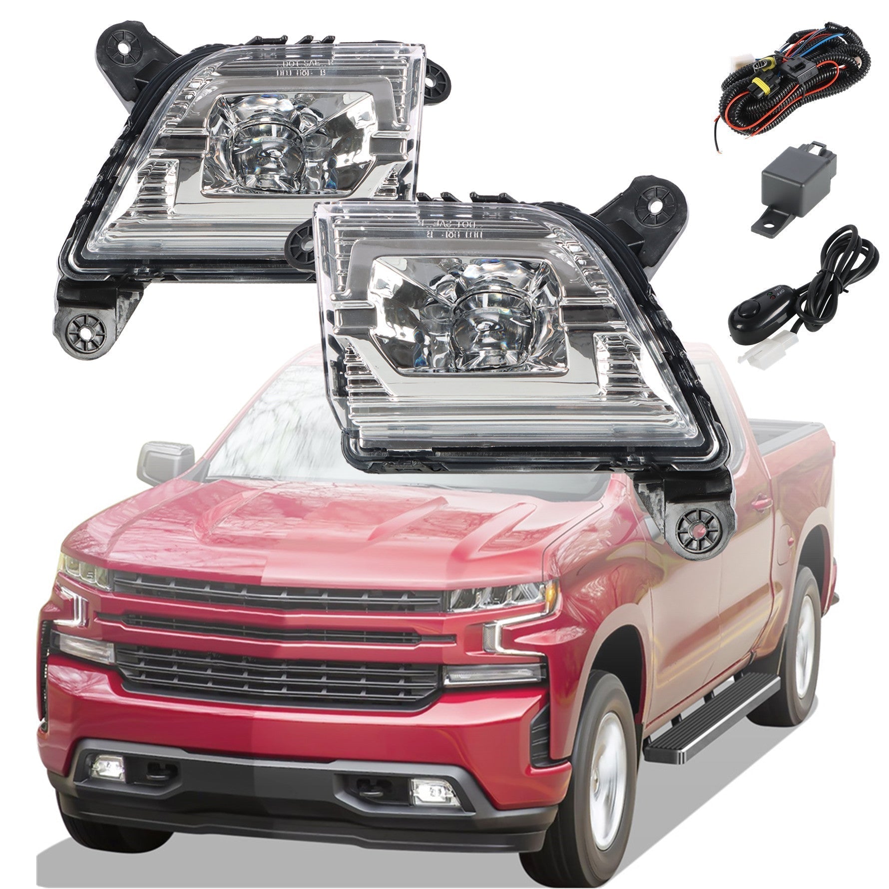 For Chevy silverado 1500w/ Switch 2019-2020 Bumper LED Fog Lights Driving Lamps