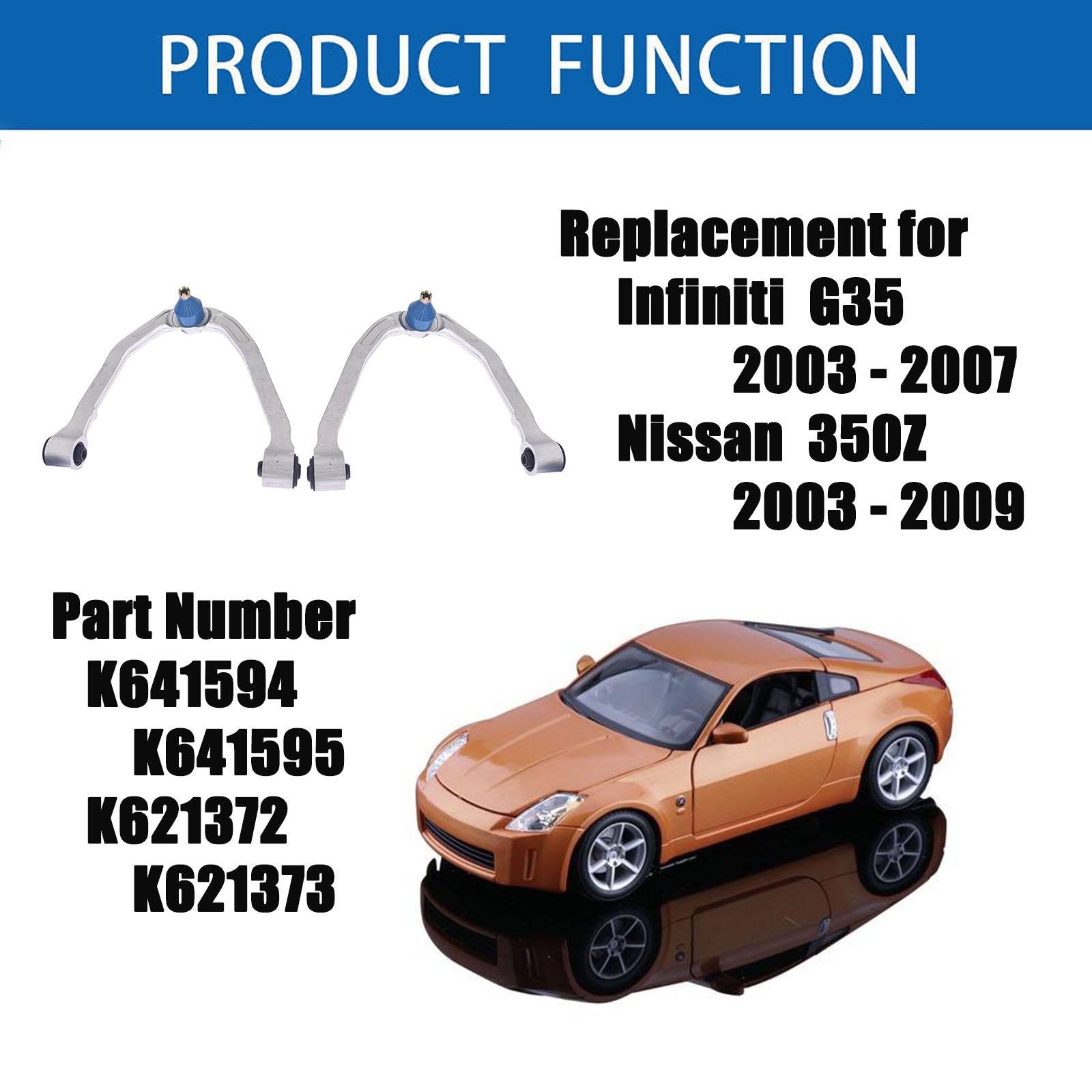 For G35 350Z RWD Coupe  Front Suspension Lower Control Arm 6pc Kit Set 3.5L