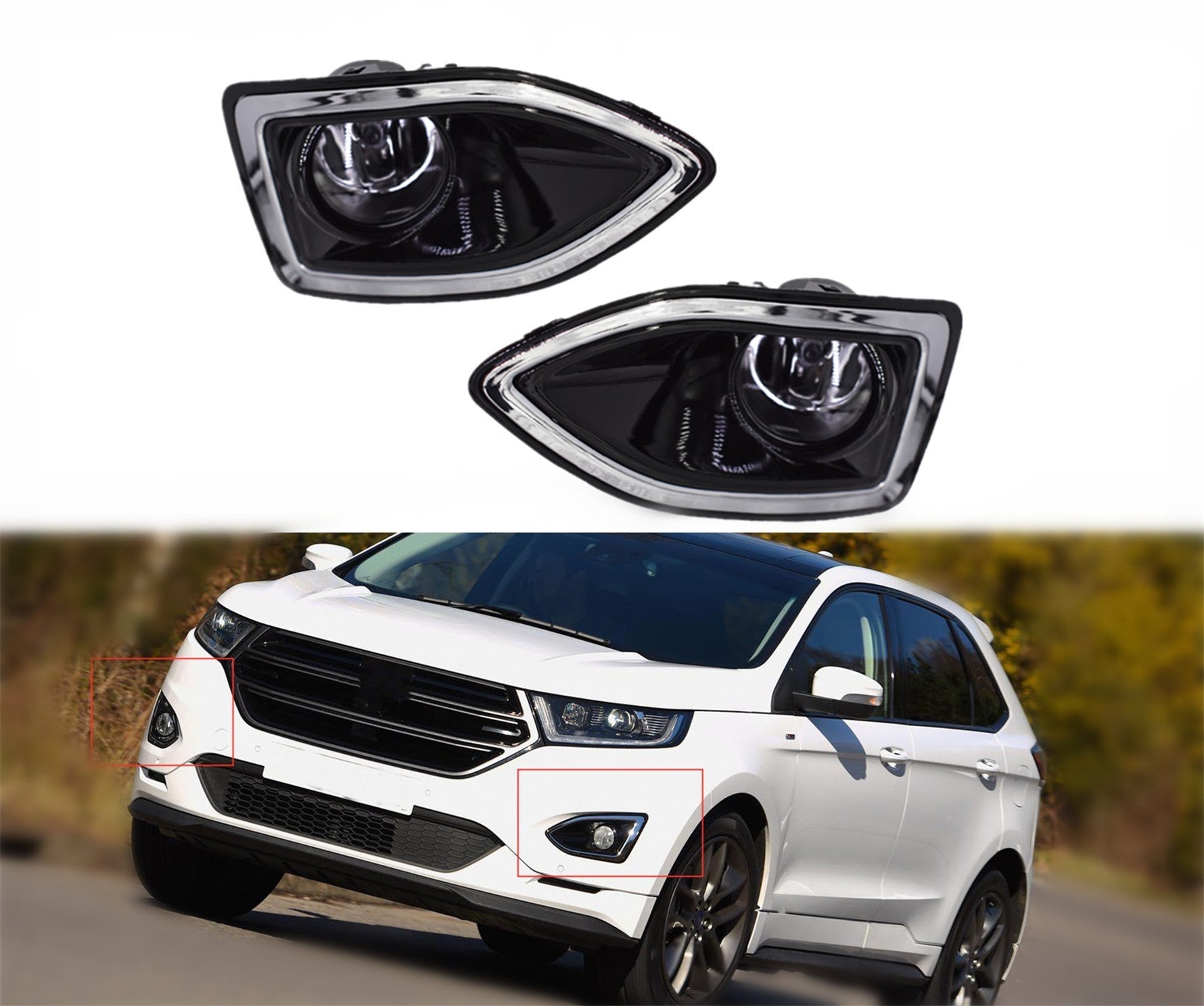 Front Bumper Bezel Fog Lights Lamps Harness Switch Kit For Ford Edge 2015-2018