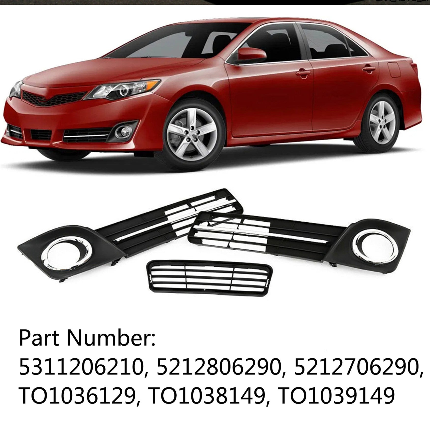 Front Bumper Lower Grille Fog Lamp Cover Bezel Fit For 2012-2014 Toyota Camry SE