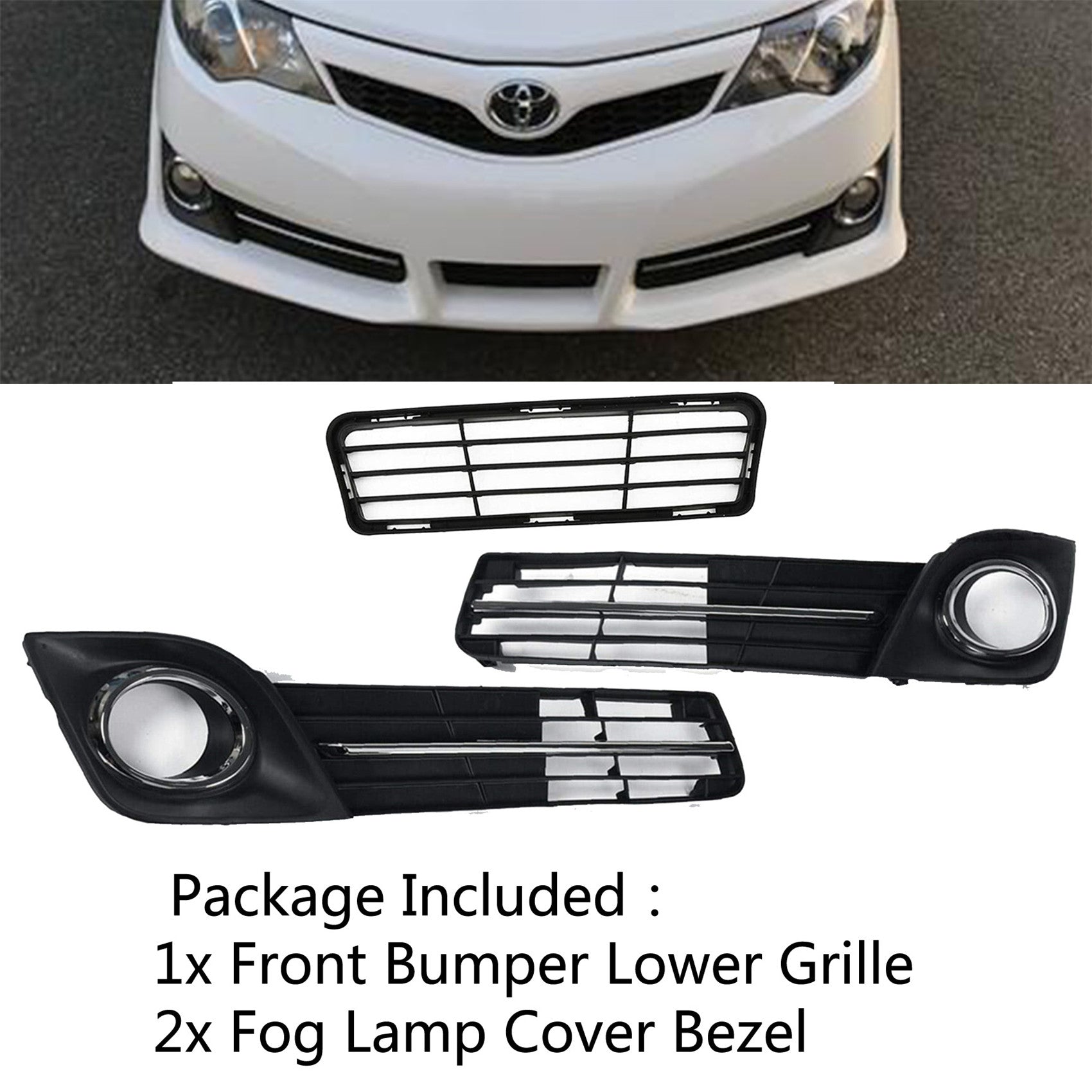 Front Bumper Lower Grille Fog Lamp Cover Bezel Fit For 2012-2014 Toyota Camry SE