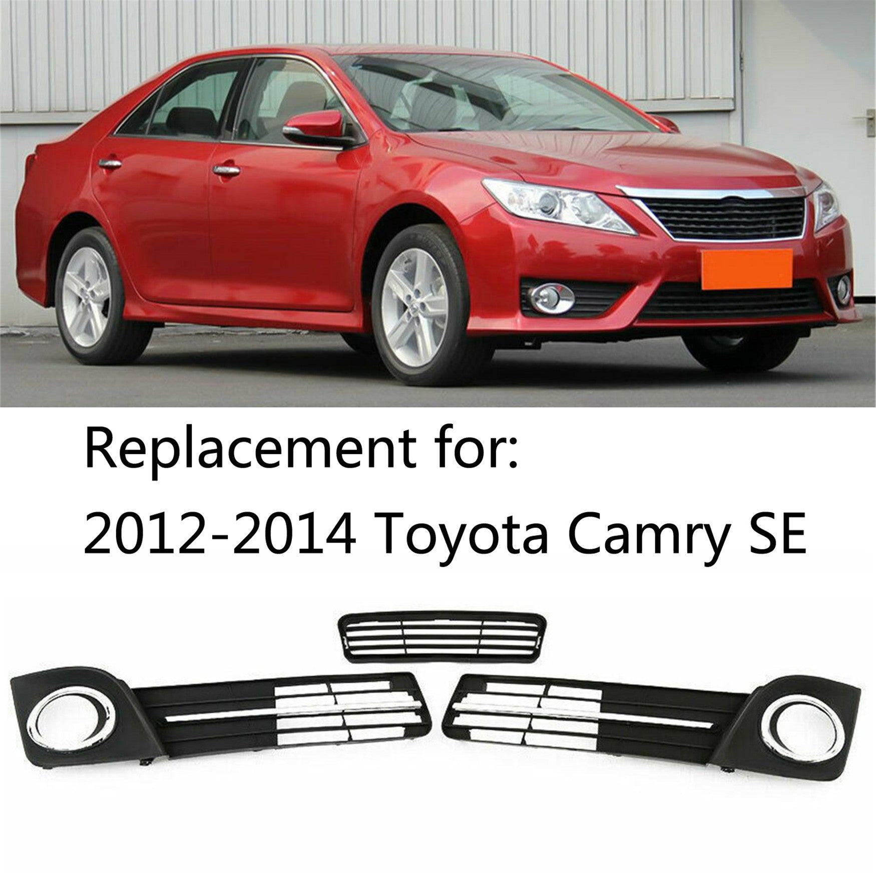 Front Bumper Lower Grille Fog Lamp Cover Bezel Fit For 2012-2014 Toyota Camry SE