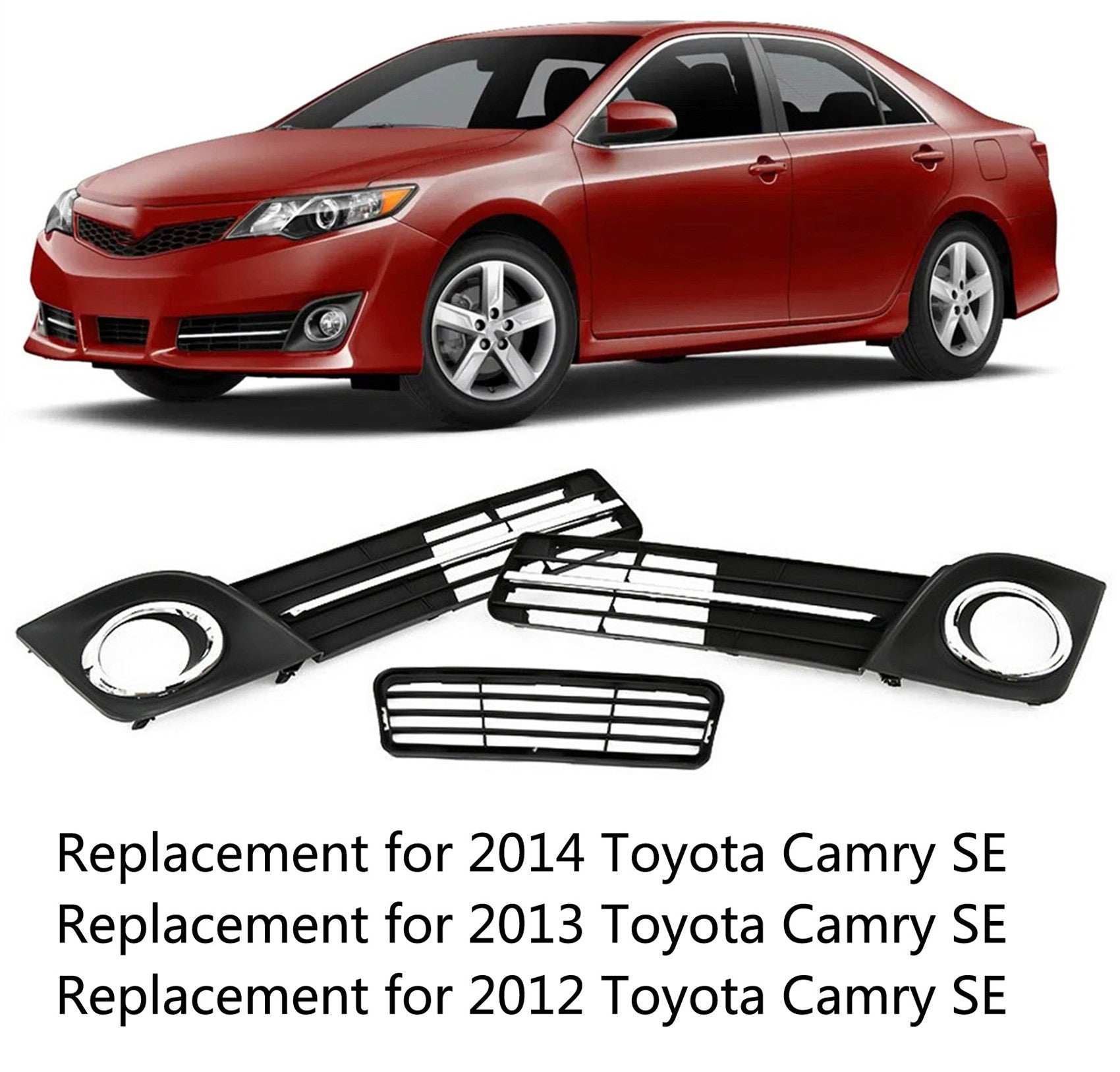 Front Bumper Lower Grille Fog Lamp Cover Bezel Fit For 2012-2014 Toyota Camry SE
