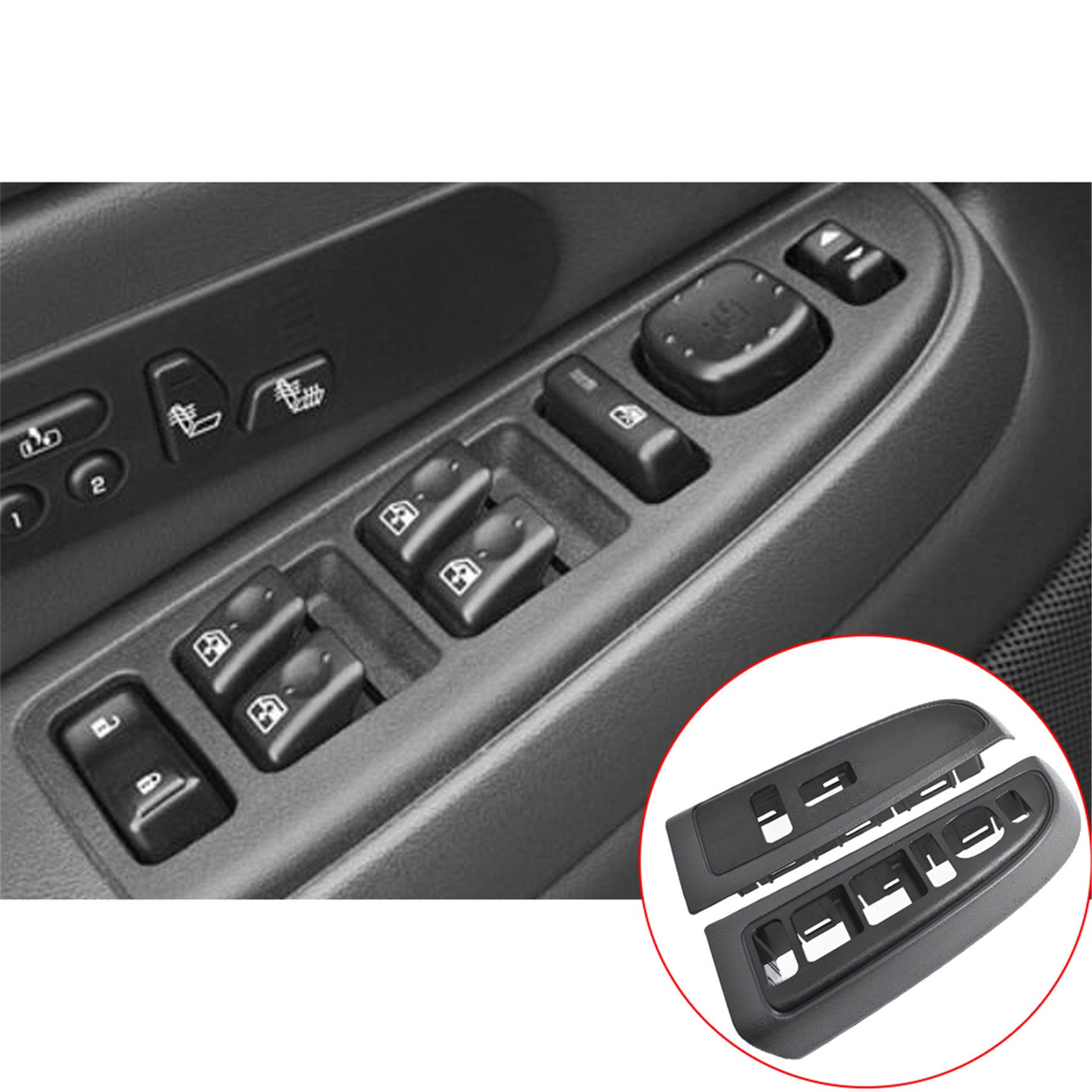 Front Window Switch Trim Bezel Fit For 2003-2007 Silverado Sierra Dark Gray