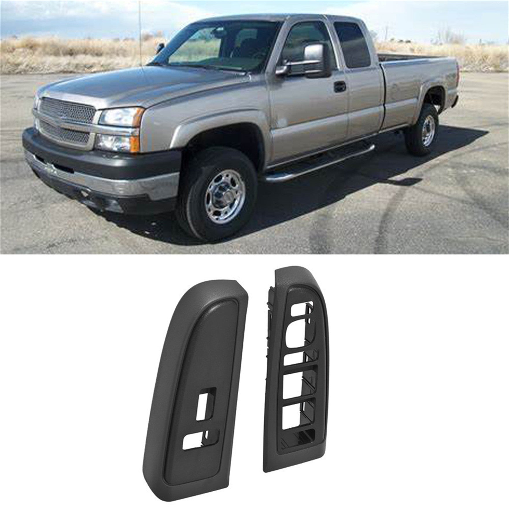 Front Window Switch Trim Bezel Fit For 2003-2007 Silverado Sierra Dark Gray