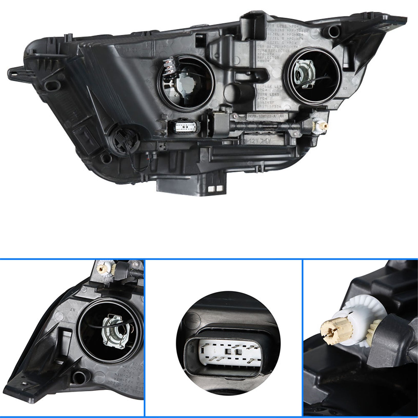 Halogen Headlamps For 2015-2018 Ford Edge Chrome Housing Headlights Right & Left