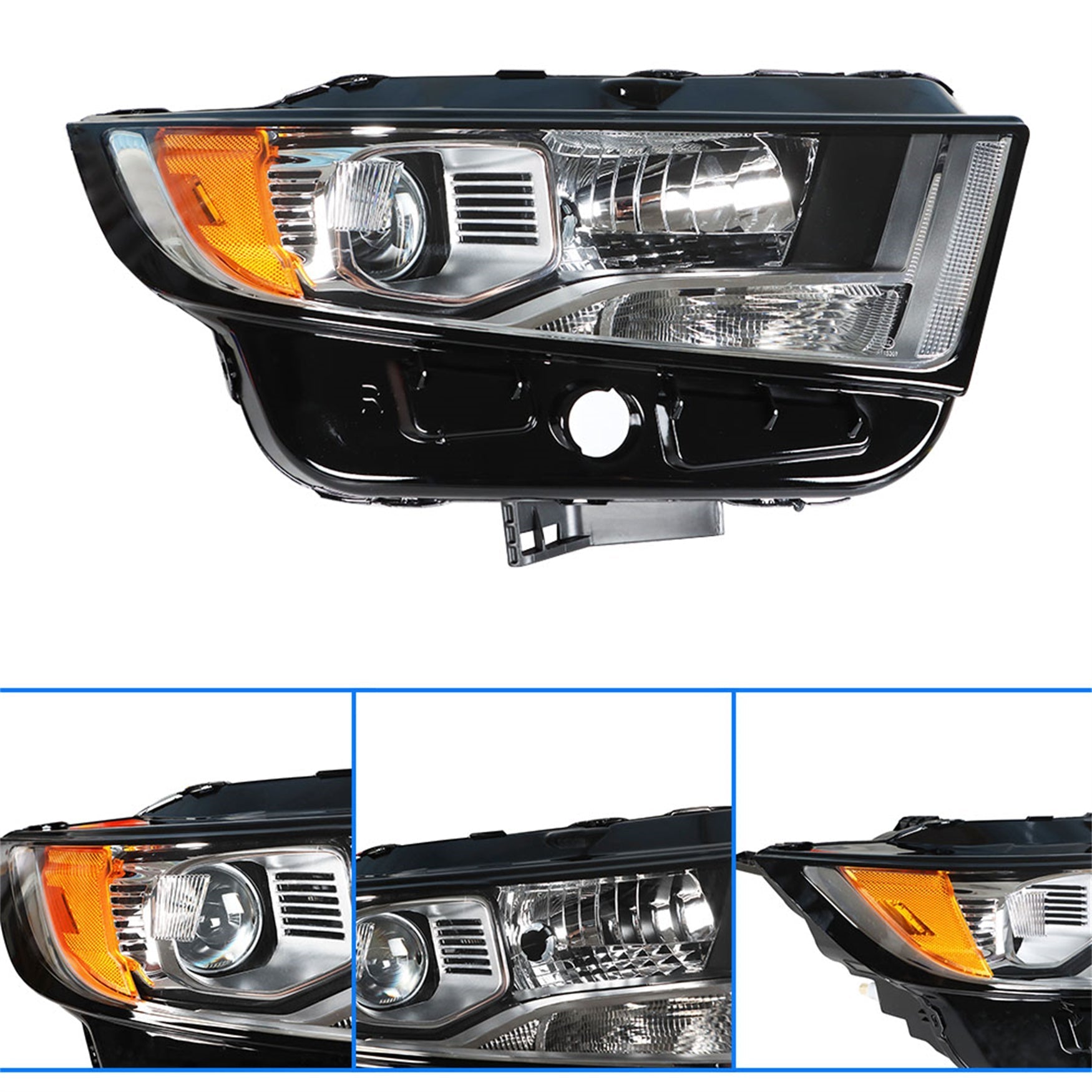 Halogen Headlamps For 2015-2018 Ford Edge Chrome Housing Headlights Right & Left