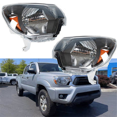 Headlamps For 2012-2015 Toyota Tacoma Pickup Passenger & Driver Black Headlights