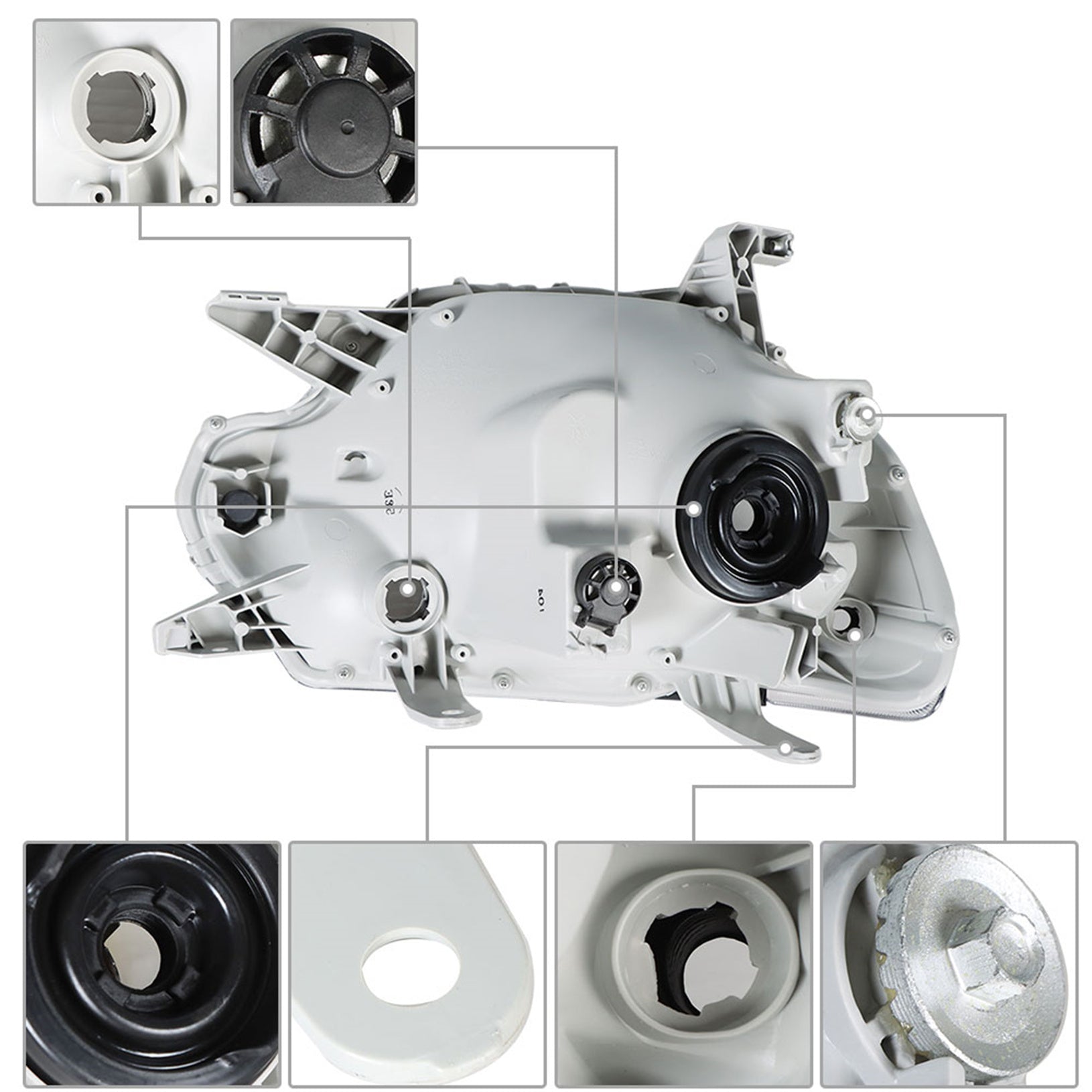 Headlamps For 2012-2015 Toyota Tacoma Pickup Passenger & Driver Black Headlights