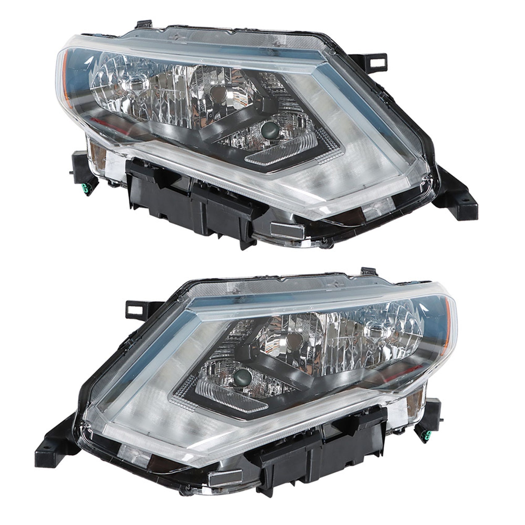 Headlamps For 2017-2019 Nissan Rogue Chrome Halogen Headlights Passenger&Driver