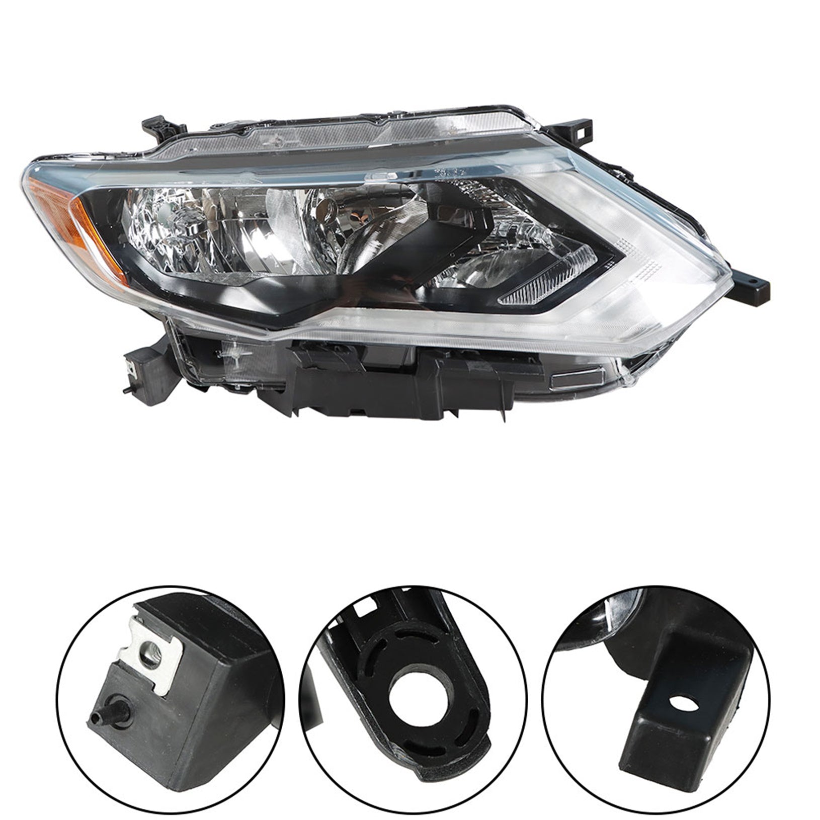 Headlamps For 2017-2019 Nissan Rogue Chrome Halogen Headlights Passenger&Driver