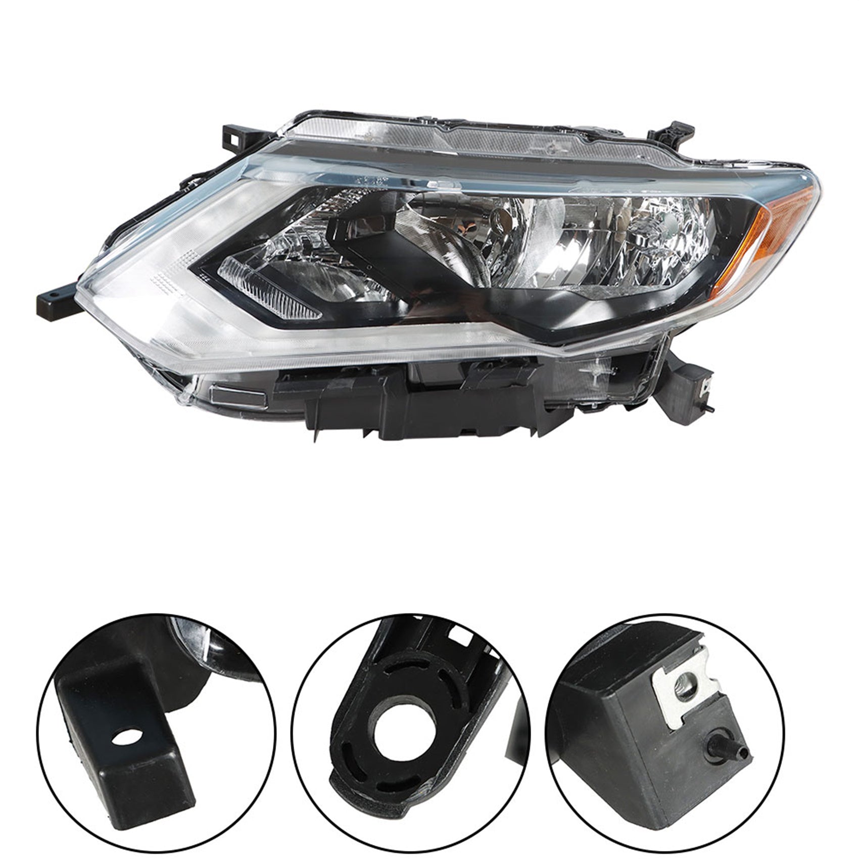 Headlamps For 2017-2019 Nissan Rogue Chrome Halogen Headlights Passenger&Driver