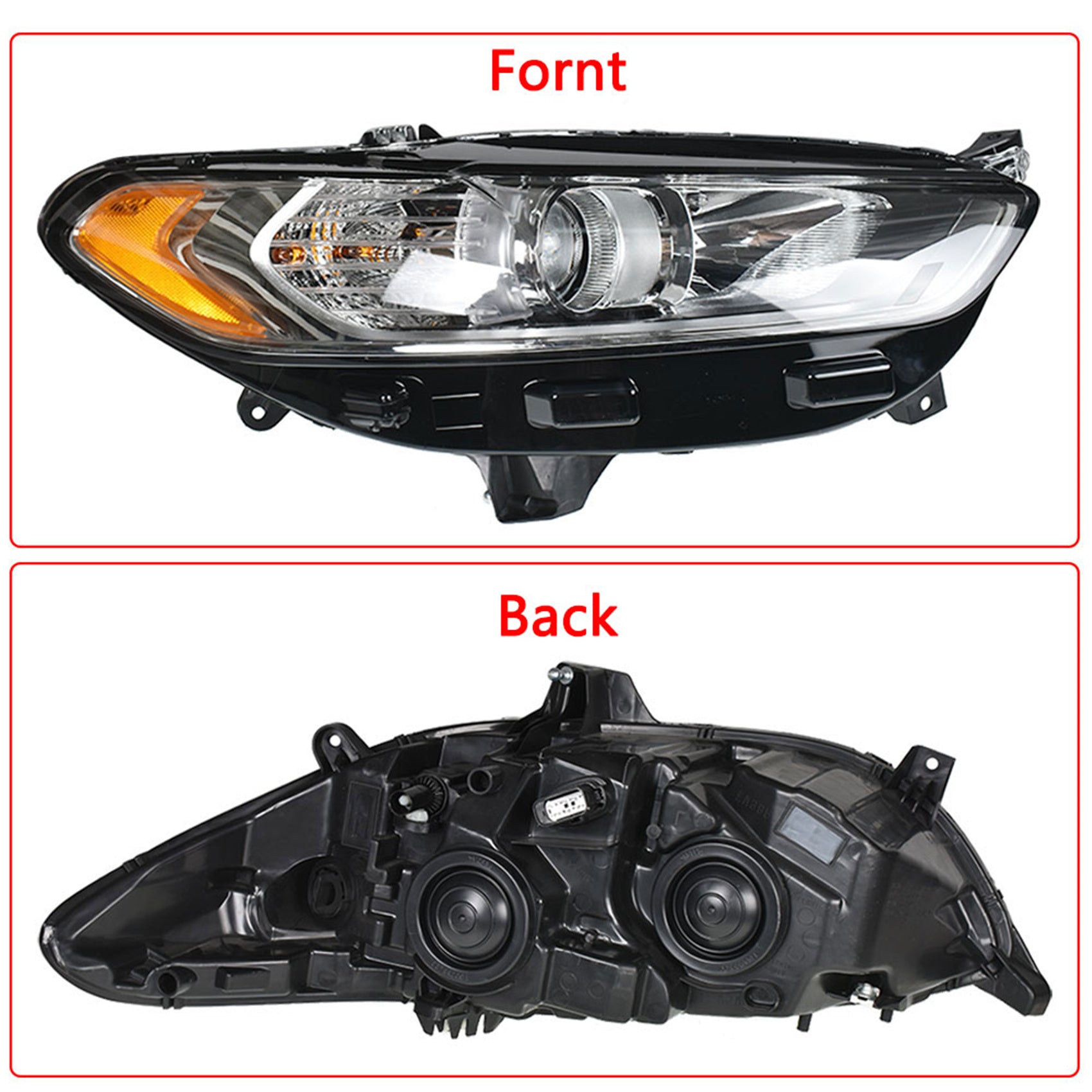 Headlight Fit For 2013-2016 Ford Fusion Passenger Side FO2502304 Chrome Housing
