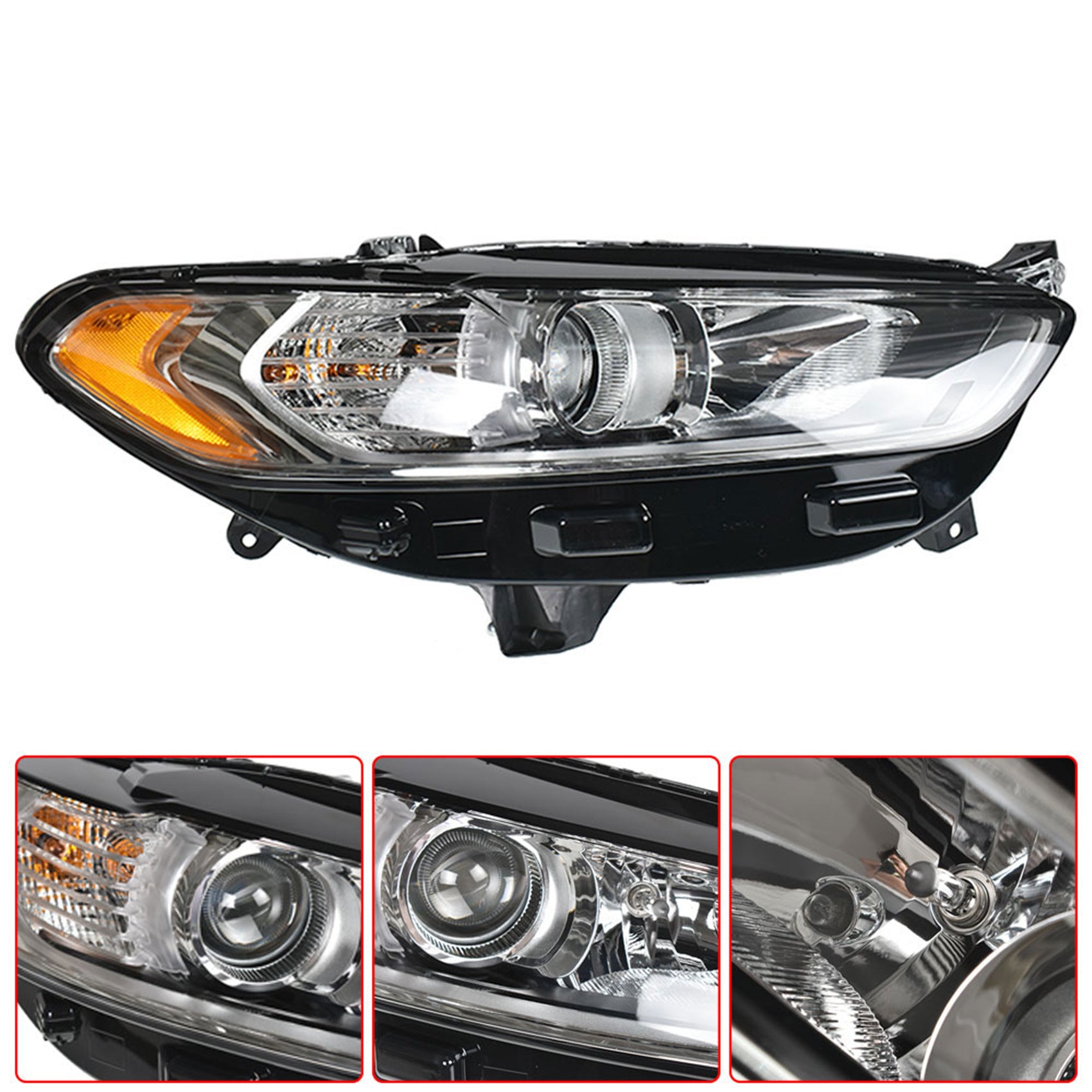 Headlight Fit For 2013-2016 Ford Fusion Passenger Side FO2502304 Chrome Housing