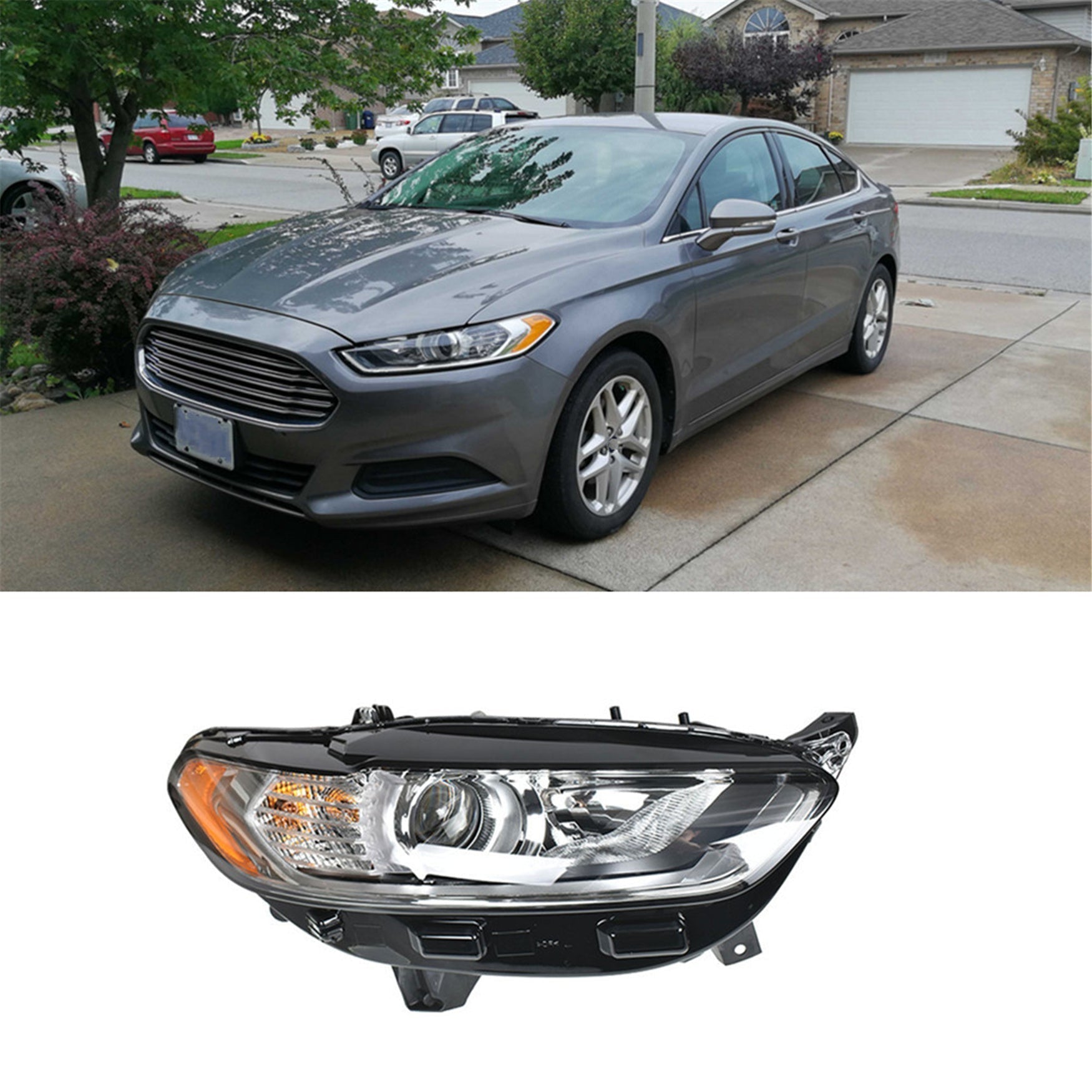 Headlight Fit For 2013-2016 Ford Fusion Passenger Side FO2502304 Chrome Housing