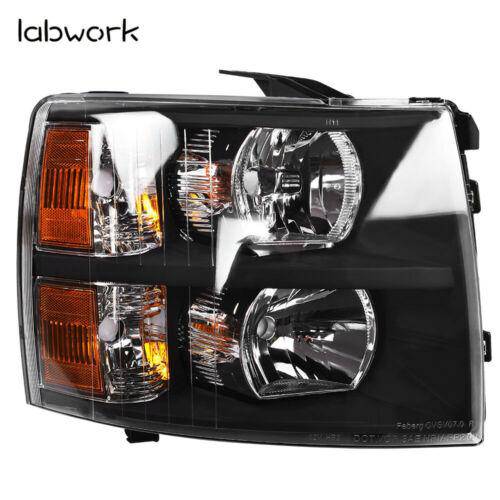 Headlight Head Lamps Fit For 2007-2013 Chevy Silverado Left+Right Black Housing
