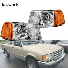 Headlights + Corner Turn Signal Lights Fit For 01-11 Ford Ranger Chrome Housing
