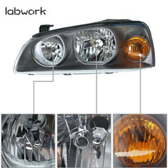 Headlights Lamps Replacement For 2004-2006 Hyundai Elantra Black Housing LH + RH
