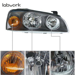 Headlights Lamps Replacement For 2004-2006 Hyundai Elantra Black Housing LH + RH