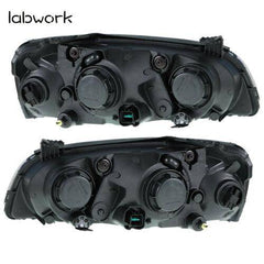 Headlights Lamps Replacement For 2004-2006 Hyundai Elantra Black Housing LH + RH
